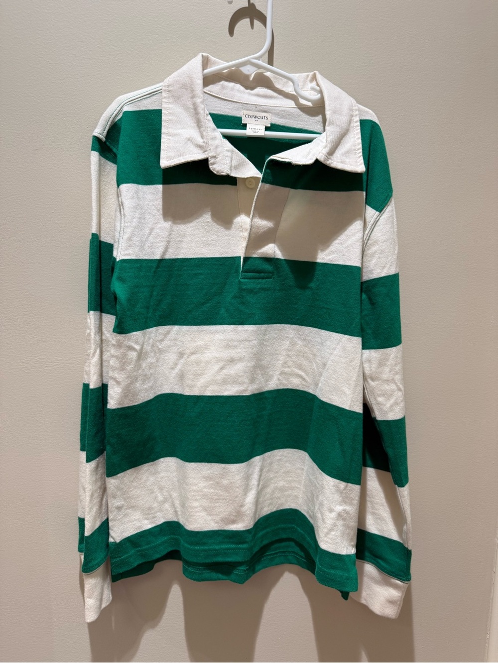 crewcuts Kids' Green & White Striped Rugby Shirt size 10